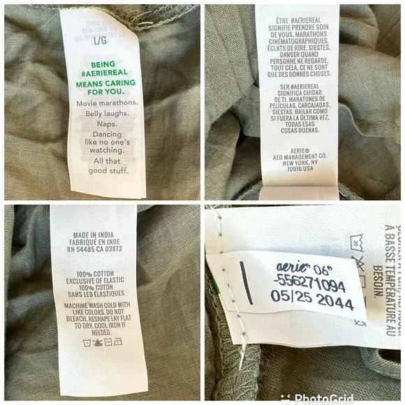 Aerie NWT Green Cotton Gauzy Tiered Skirt Smocked Waist Long Front Slit, size L - Picture 14 of 16